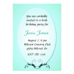 Invitation bleu vert d'anniversaire
