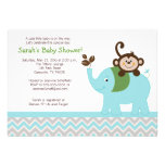 Invitation bleue/argentée de singe et d'éléphant d invitations