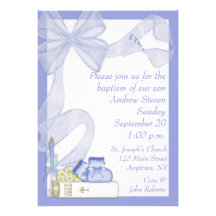 Invitation bleue d'arc de baptême