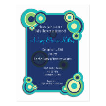 Invitation bleue de baby shower de cercle carte postale