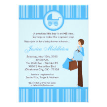 invitation bleue de baby shower de chariot de mama