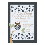 Invitation bleue de baby shower de hibou