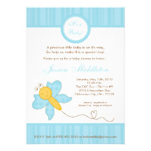 invitation bleue de baby shower de papillon du res