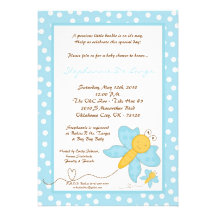 invitation bleue de baby shower de papillon du res