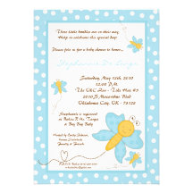 invitation bleue de baby shower de papillon du TRI
