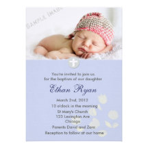 Invitation bleue de baptême de bébé
