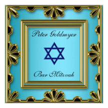 Invitation bleue de cérémonie de Mitzvah de barre