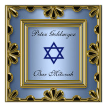 Invitation bleue de cérémonie de Mitzvah de barre