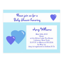 Invitation bleue de douche de carte postale de coe