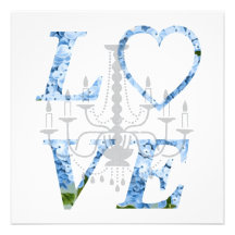 Invitation bleue de lustre d'hortensia d'AMOUR