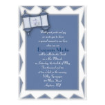 Invitation bleue de Mitzvah de barre de Torah