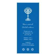 Invitation bleue de motif de Hanoukka longue