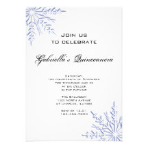 Invitation bleue de Quinceanera de flocon de neige