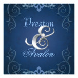 Invitation bleue de rouleau d'argent de texture No