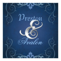 Invitation bleue de rouleau d'argent de texture No