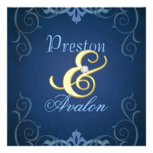 Invitation bleue de rouleau d'or de texture Nobel