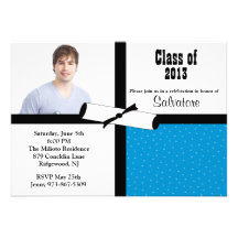 Invitation bleue d'obtention du diplôme de photo d