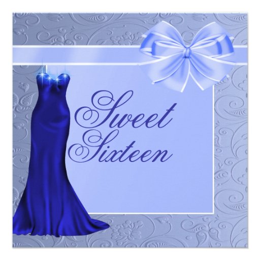 Invitation bleue en soie d'anniversaire de robe et