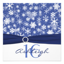 Invitation bleue et blanche d'anniversaire de floc