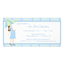 Invitation bleue et verte de baby shower de pois photocarte