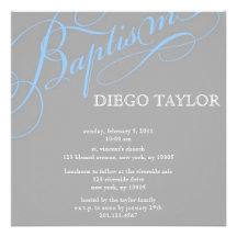 Invitation bleue moderne de baptême