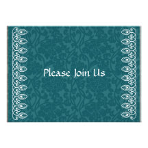 Invitation bleue turquoise de damassé