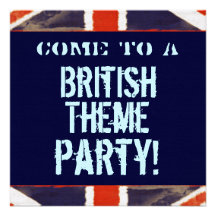 Invitation britannique de partie de thème (carré)