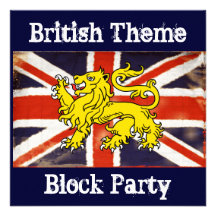 Invitation britannique vintage de partie de bloc d