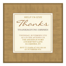 Invitation Brown élégant de dîner de thanksgiving
