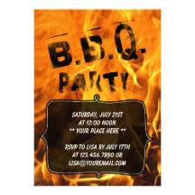 Invitation brûlante chaude de partie de barbecue d