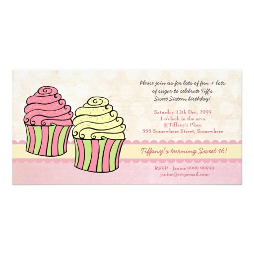 Invitation chic de fête d'anniversaire du bonbon 1 cartes de vœux avec photo