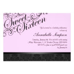 Invitation chic de la damassé Sweet16 de roses pâl
