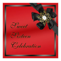 Invitation cintré de diamant rouge et noir