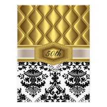 Invitation classique d'anniversaire de damassé d'o
