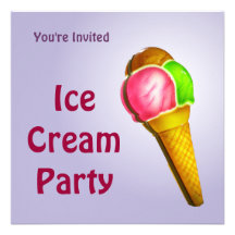 Invitation colorée de partie de crème glacée