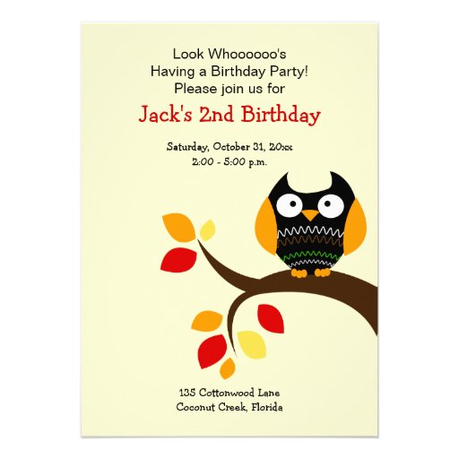 Invitation crème 5x7 d'anniversaire d'automne de h