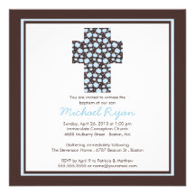 Invitation croisée bleue moderne de baptême de gar