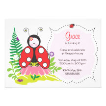 Invitation d'anniversaire - coccinelle