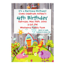 Invitation d'anniversaire de Barnwood d'animaux de
