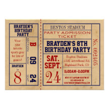 Invitation d'anniversaire de billet de sports de c