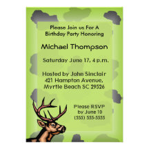 Invitation d'anniversaire de camouflage de chasseu