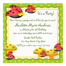 Invitation d'anniversaire de charme de coccinelle