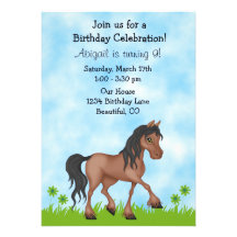Invitation d'anniversaire de cheval pour des fille