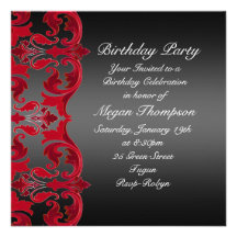 Invitation d'anniversaire de damassé de remous de 