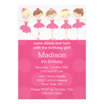 Invitation d'anniversaire de danse de ballerine