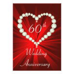 Invitation d'anniversaire de diamant de coeur d'am