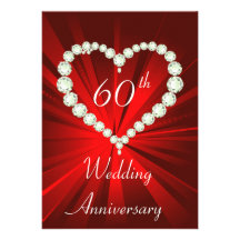 Invitation d'anniversaire de diamant de coeur d'am