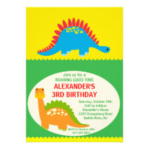 Invitation d'anniversaire de dinosaures d'amusemen