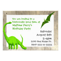 Invitation d'anniversaire de dinosaures verts