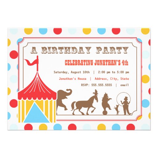 Invitation d'anniversaire de enfant - cirque